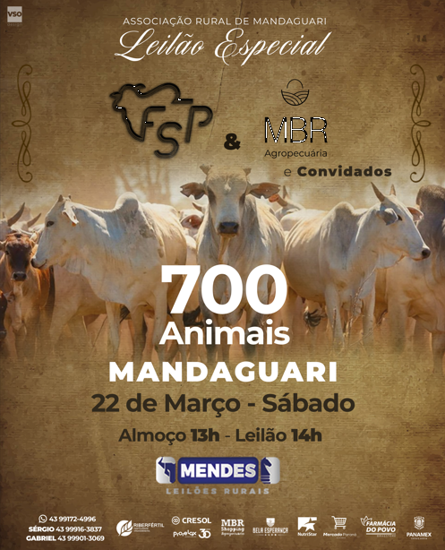 Leilão Especial Fazenda São Pedro, MBR Agropecuária & Convidados